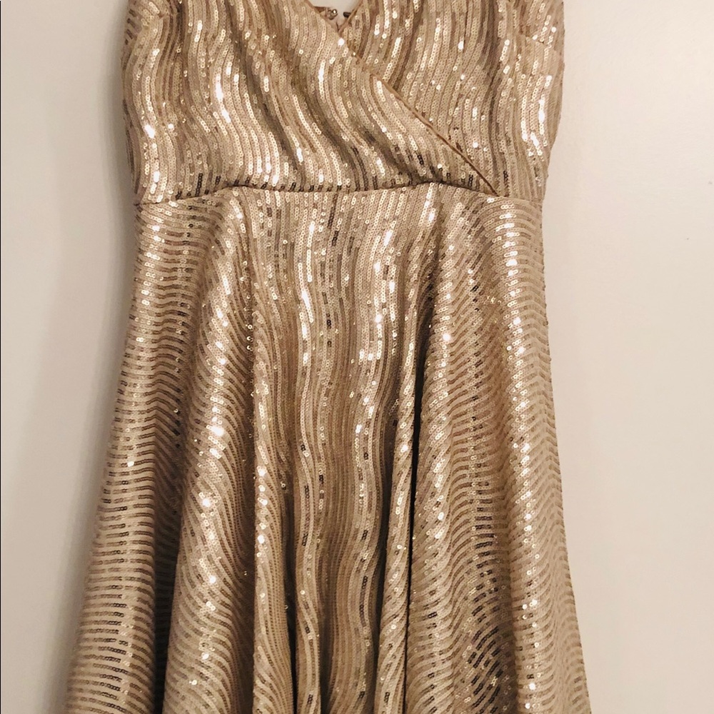 Gold Sequin Skater Dress - Picture 5 of 8